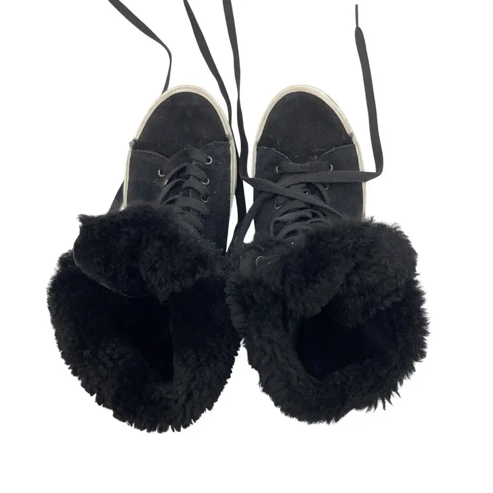 UGG Women's Beven Leather High-Top Lace-Up Sneaker Shoes Black Us Size 8